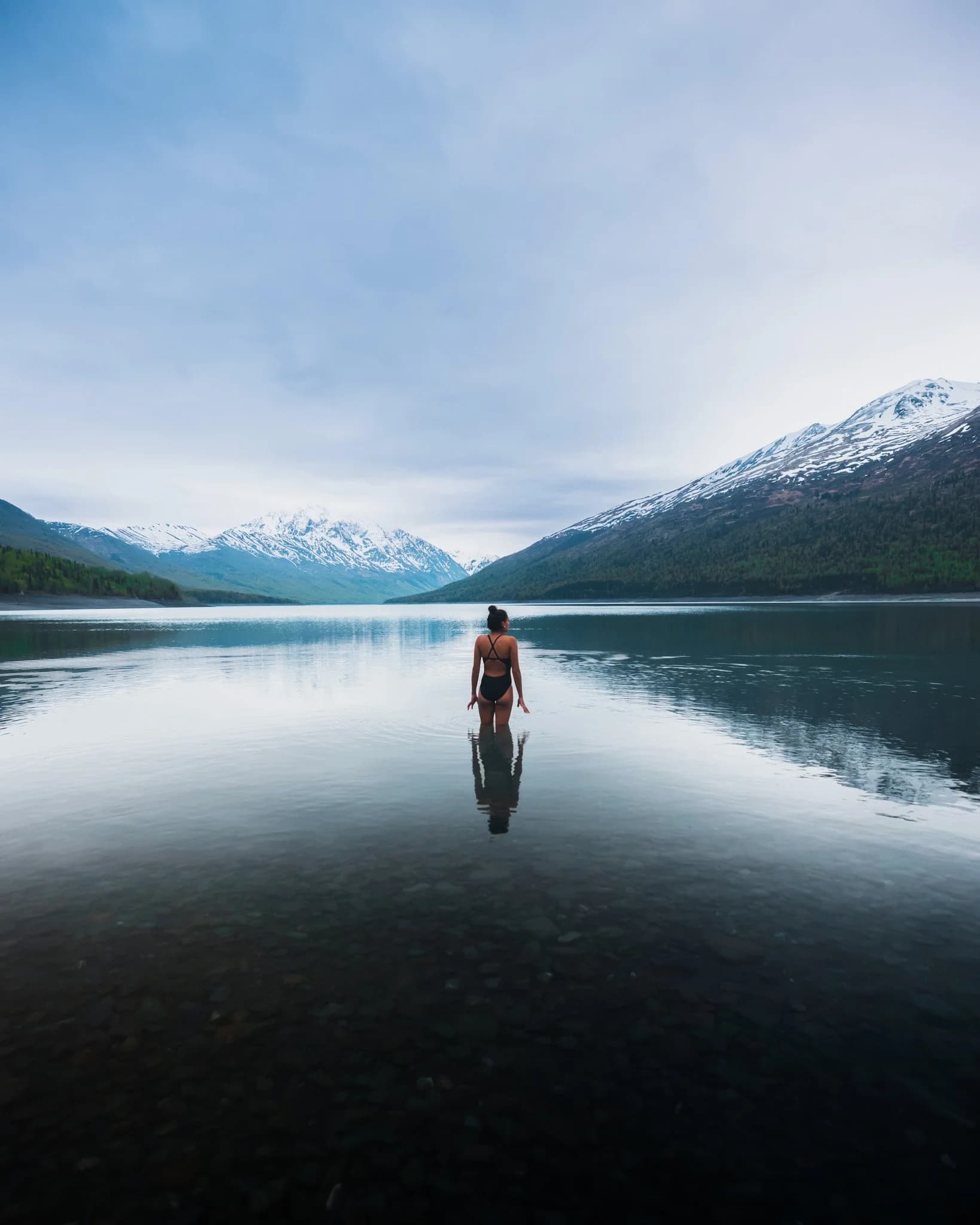 Creator work on an alpine lake in Alaska
