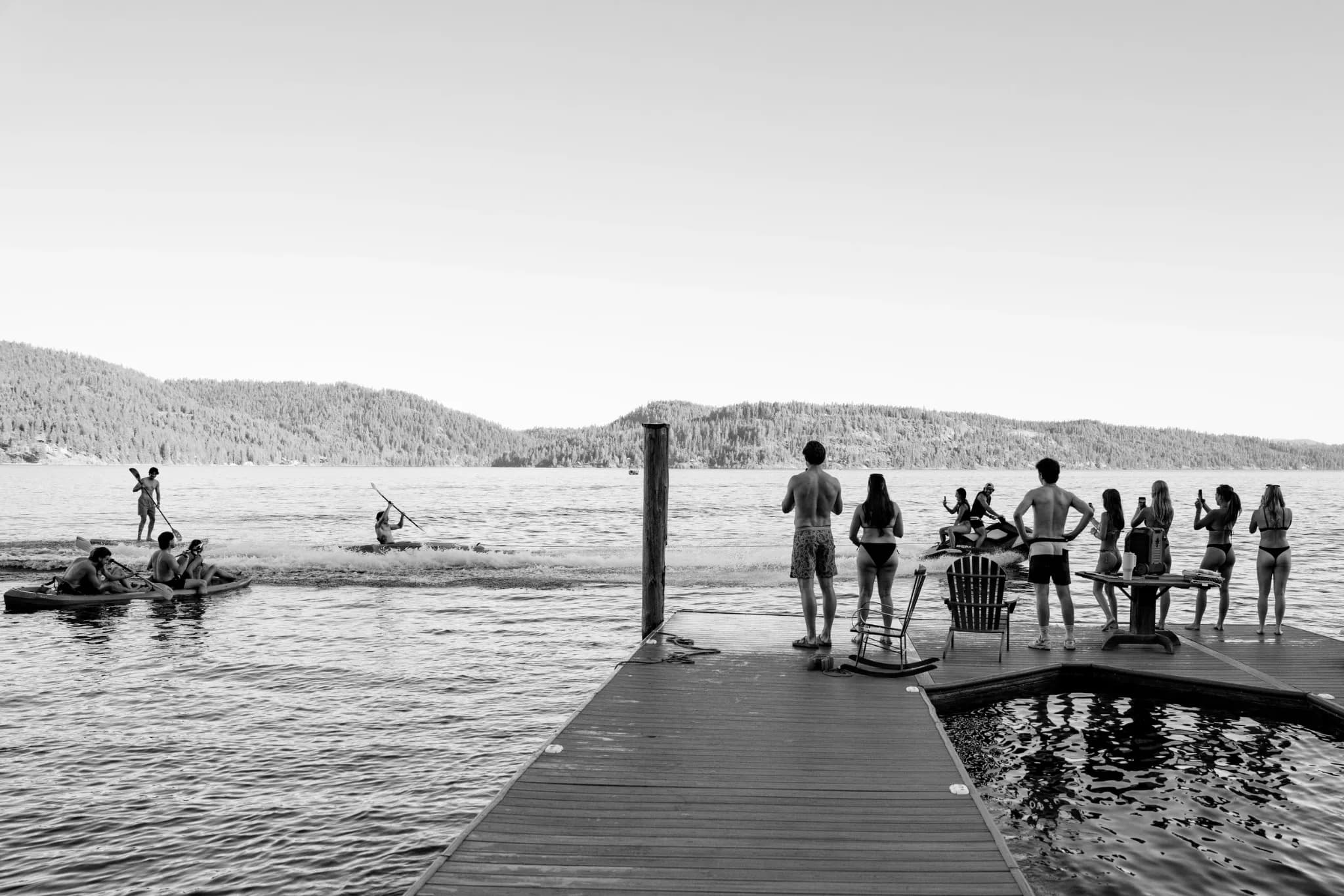 A creator gathering beside a lake in Idaho